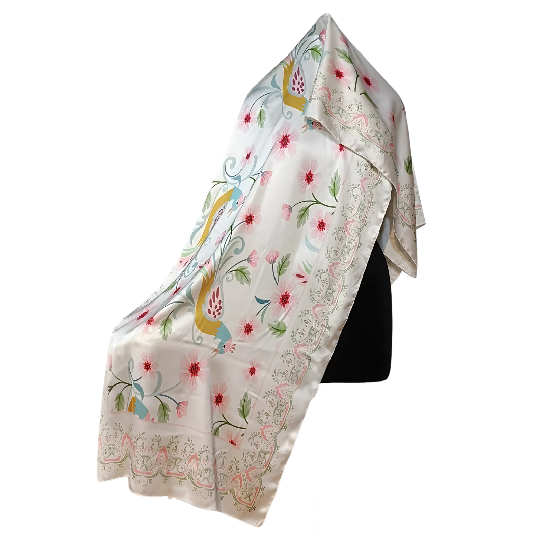 10z Trove Mulberry Satin Silk Long Scarf for Women – Large Lightweight Shawl Wrap, Soft Elegant Travel Headscarf, Gift Ready
