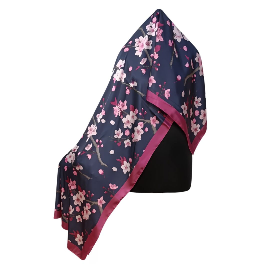 10z Trove Mulberry Satin Silk Long Scarf for Women – Large Lightweight Shawl Wrap, Soft Elegant Travel Headscarf, Gift Ready