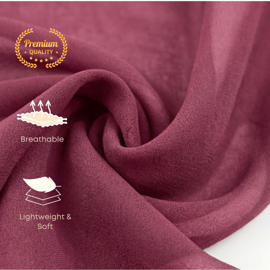 Pink Purple Georgette hijab fabric texture close-up soft breathable non-slippery material