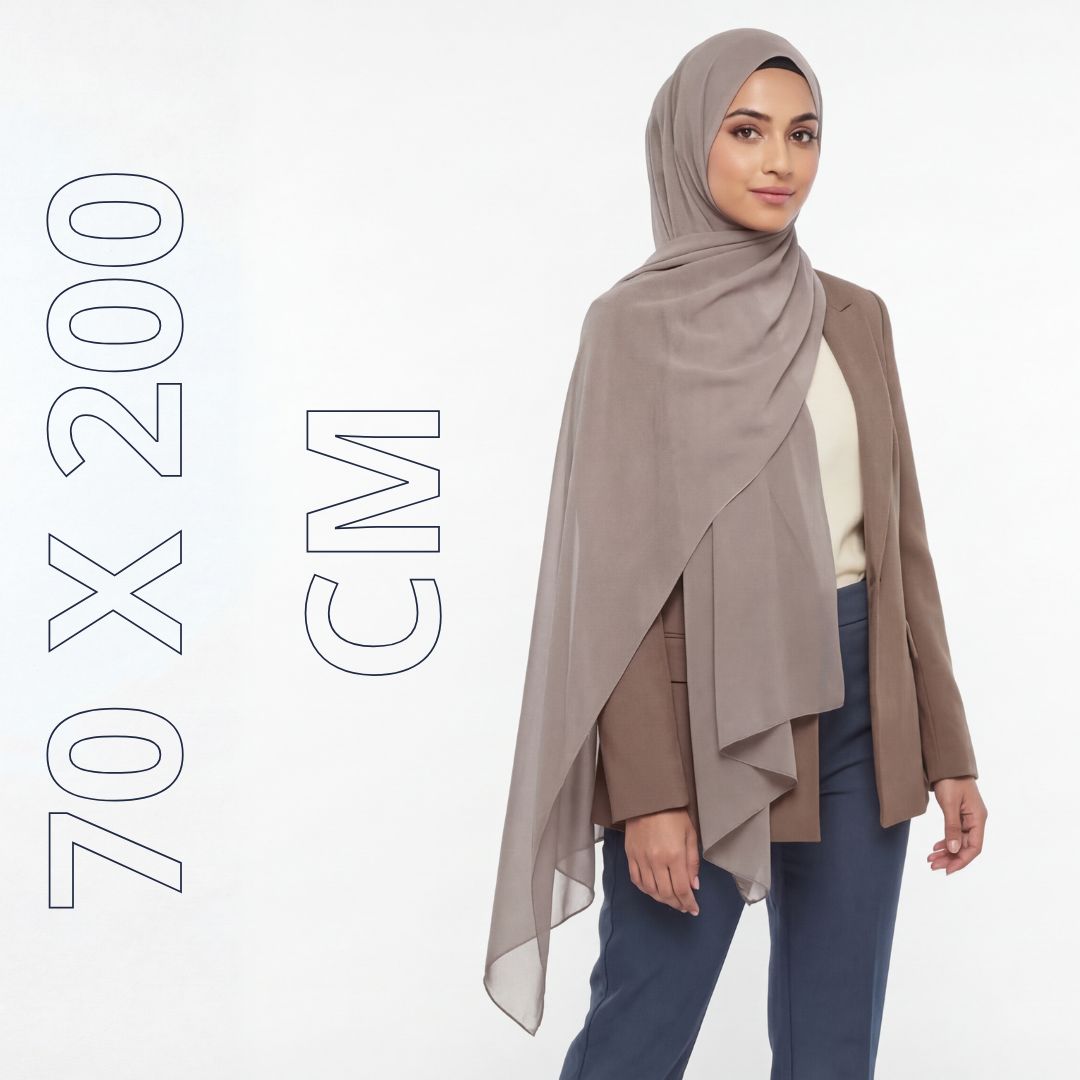 Hijab size guide 70x200 cm full coverage head shoulders chest dimensions